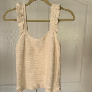 Madewell Cream Ruffle Strap Knit Tank